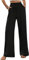 ALSOGO Weite Hose Damen Elegant Breite Hosen High Waist Lose Sommer Palazzo Hose Dehnbar Lounge Lang mit Taschen Schwarz L