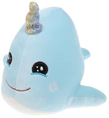 BESTonZON Wal Großes Kuscheltier für Kinder Blaue Plüschtiere Narwal-Puppendekor Blaue Dekokissen Delfinspielzeug Narwal Plüschtier gefülltes Walspielzeug Sanft Kopfkissen