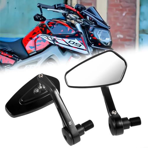 LOKLISUM Specchietti Moto Manubrio, Alluminio Retrovisore Moto Compatibile per Yamaha MT03 MT07 MT09 MT10 MT15 MT125 FZ1/FZS1000 FZ6 FZ6R XJ6 TMAX 530 TMAX 500 (Bianco)