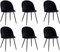 TTATC Lot de 6 Chaises de Salle à Manger Rembourrées avec Revêtement en Velours, Chaises de Cuisine au Design Moderne avec Pieds en Métal Réglables de Style Bois, Noir