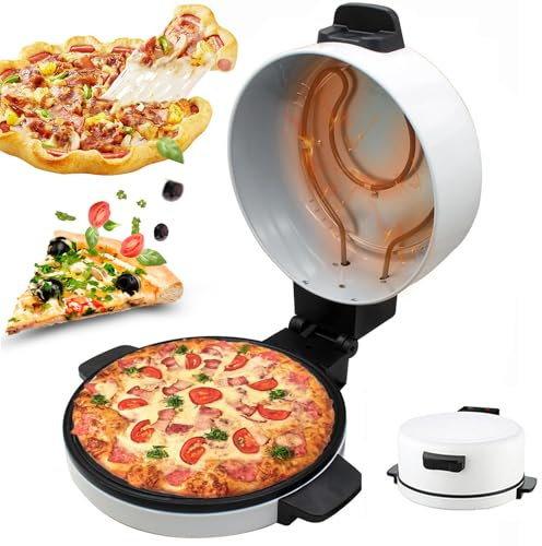 Horno eléctrico para Pizza, máquina para Hacer Pizza portátil 12 Pulgadas, Horno para Pizza Interior de 2000 W, máquina para Hacer Pizza Antiadherente de Doble Cara para el hogar,rápido a 220 °C