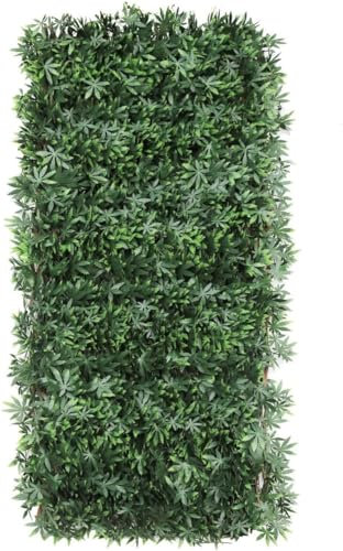 JORON Künstliche Hecke Efeu Sichtschutz, Balkon Sichtschutz Kunstpflanzen Sichtschutzfächer für Balkon Garten, 100x200 cm, Ausziehbar Größe - Blätte B