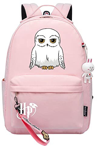 Niedlicher weißer Eulen-Hedwig-Rucksack Harry Magic Schultasche Damen Jugend Kinder Reiserucksack Pink