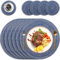 wiipara 6er Set Baumwolle Platzsets Rund Abwaschbar Tischsets 34cm/13,4inch, Gewebte Platzdeckchen mit Untersetzer, Tischunterlage Hitzebeständig, Ideal für Küche, Hochzeit, Weihnachten (Blau)