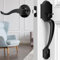 MAXECURITY Front Door Handle, Black Exterior Door Handle with Reversible Lever, Classic Front Entry Door Handle for Right or Left Handed Doors, Front Door Handle No Lock, Matte Black