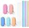 Silicone Straws Reusable, 5 Sets Portable Straws with Case and 3 Pcs Cleaning Brush, Suitable for Cold or Hot Drinks (Random Colors)