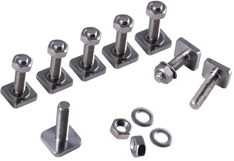TIOMIOSEA Nutsteine T-Nut Adapter Nutensteine, 8 Stück Nutsteine Set 30 mm,M8 Nutensteine Dachträger T-Nut Adapter,Edelstahl T-Nut Nutsteine Set mit Muttern & Unterlegscheiben