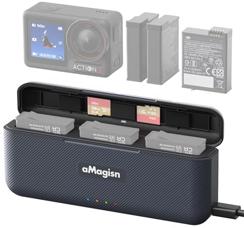 Honbobo Charger for DJI Osmo Action 5 Pro, Portable Fast Charge Case, Battery Charger Accessories for DJI Osmo 360/DJI Osmo Action 5Pro 4 3