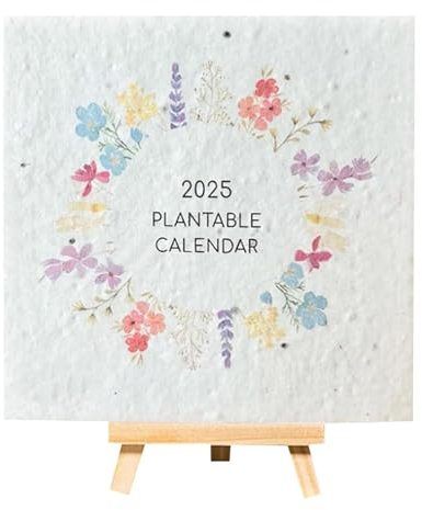 Pflanzbarer Kalender 2025, Monatskalender Mit Pflanzbarem Saatgut, Planungskalender, Mit Kreativem Planungstool Und Inklusive Staffelei, 14,5 X 12,5 X 3 Cm, Für Familie Und Schule