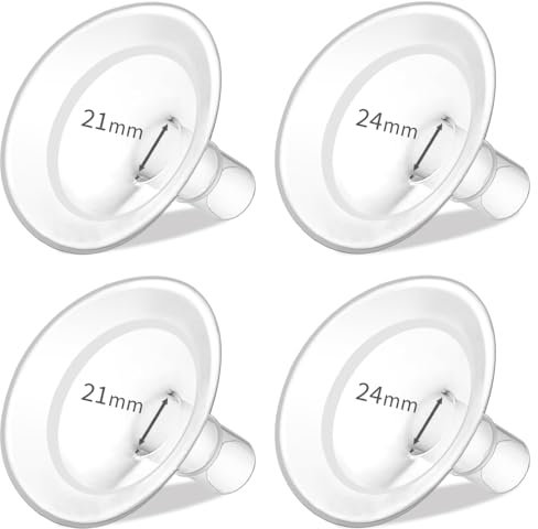 PumpMom-us 21mm and 24mm Oval Shields Compatible with Medela Breast Pump Parts, Replace Flanges Accessories for Pump in Style PersonalFit Flex, Freestyle Flex and Swing Maxi Connector (21mm + 24mm)