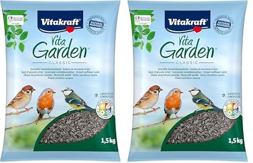 VITAKRAFT - Vita Garden - Alimentation Complète pour Oiseaux Extérieurs - Graines de Tournesol Strié - Format 1,5kg (Lot de 2)