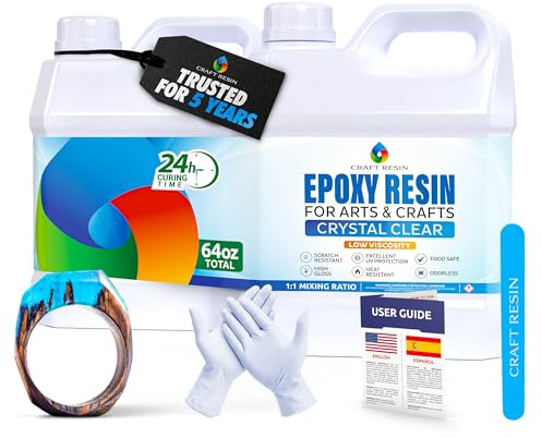 Craft Resin 2L Epoxidharz Set - Transparent Epoxid Harz, Harz Gießen & Härter für Kunstwerke Gießharz, DIY, Holz, Untersetzer & Gießformen, Lebensmittelsicheres - Hitze & UV-Beständig