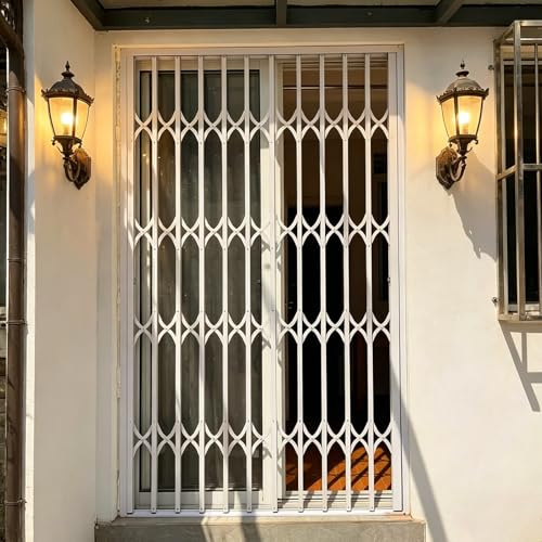 Inferriate per Finestre Porta a Soffietto Antifurto con Design Griglia Cava, Barre Sicurezza Finestre Personalizzabili, Griglie Sicurezza Retrattili Esterni Resistenti(W80xH200cm/31x79in)