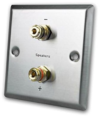 Dynavox Speaker Wall Connection Faceplate Stainless Steel 2 Banana Jacks