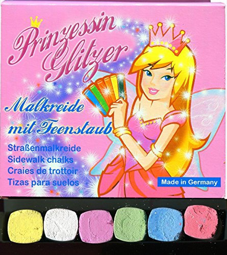 ATLA Prinzessin Glitzer Straßenmalkreide mit Feenstaub - 6 Stück in 6 Farben (21006)