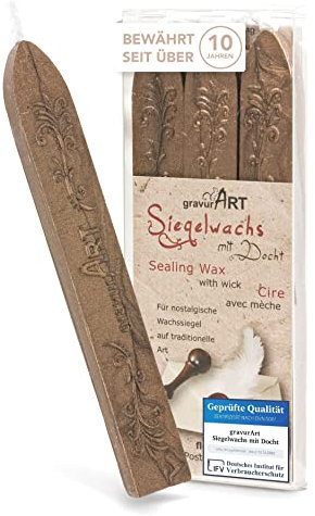 gravurART - flexibles Siegelwachs mit Docht in bronze, 3 Stangen