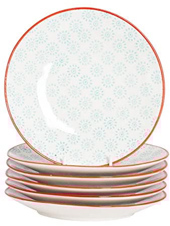 Nicola Spring Patterned Side/Dessert Plates - 180mm (7 Inches) - Purple/Red Swirl Design - Box Of 6