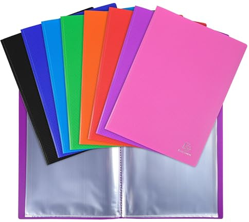 Exacompta 8840E 10er Pack Sichtmappe Opak aus blickdichtem Kunststoff für DIN A4 mit 40 Kristallhüllen perfekt für die Schule und das Büro Aktenhülle Prospekthülle farbig sortiert