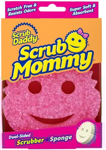 Scrub Daddy Scrub Mommy Estropajo de Doble Cara, Esponja Cocina para Lavar Platos y Limpieza Baño, Antiarañazos, Antibacteriana y Reutilizable - Esponja Cocina Raspadora Flextexture - Rosa