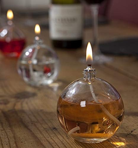 CLEARCRAFT Set of three refillable mini ball candle lamp burners for use with smokeless odourless lamp oil or table setting