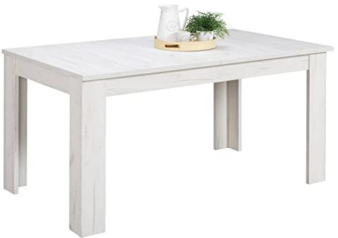 Homestyle4u 2184, Esstisch ausziehbar Holz Tisch Esszimmertisch Holztisch Küchentisch Weiß 160 x 90 cm