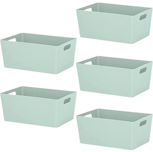 Niftii 5-Pack Plastic Storage Baskets with Sturdy Handles, Lightweight & Durable Design, Ideal for Kitchen, Bathroom, and Cleaning Organisation, 3.9L Capacity, 17 x 25 x 11cm