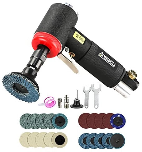 Smerigliatrice Angolare Pneumatica Kit, Mini Smerigliatrice Pneumatico con 20pcs 2 pollici Dischi Abrasivi per Macinazione Levigatura - 2000rpm Smerigliatrice ad Aria Compressa Set