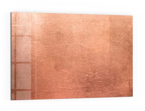 DEQORI Küchenrückwand Glas | Motiv Kupferplatte mit Kratzern | 60x40 cm | Bad- oder Herd-Rückwand | Herdblende Spritzschutz für Küche & Badezimmer | moderne Deko für Fliesenspiegel