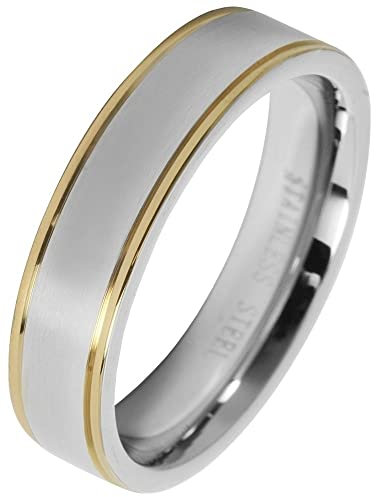 Akzent-Eheringe Partnerringe Verlobungsringe Edelstahl Bicolor + Gravur Antragsringe (Herrenringe, 66)