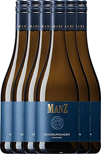 Weißburgunder feinherb von Weingut Manz - Weißwein 6 x 0,75l VINELLO - 6er - Weinpaket inkl. kostenlosem VINELLO.weinausgießer