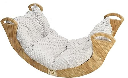 Skyline Kletterbogen mit Kissen Baby Kleinkind Kinder 1 Jahr Indoor Klettern Montessori Klettergerüst Holz Wippe Balancewippe Kletterdreieck Kletterwippe Holzwippe Kletterling Holzbogen Mittel Groß