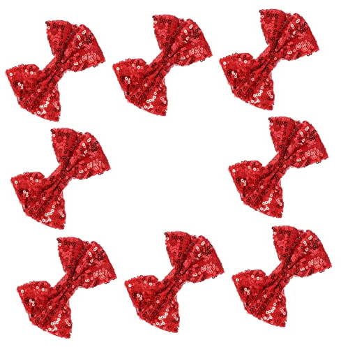 8stücke Pailletten Schleifen Rot für Hochzeit und Halloween Party | Dekorative Applikationen zum Nähen, Vielseitig Einsetzbar, Robustes Material, 8 Stück Packung