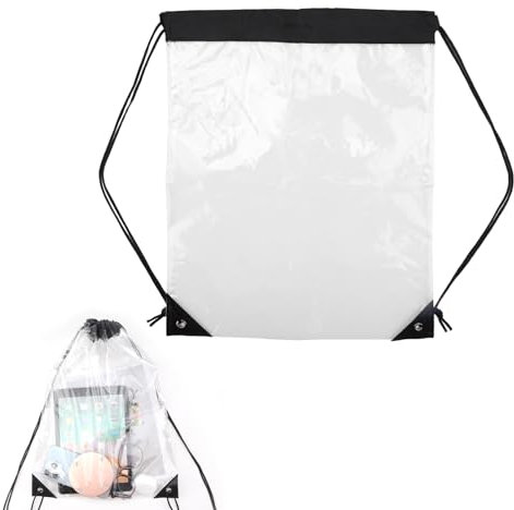 Sac de Sport, Noir Sac Piscine Résistant à L'eau,Transparent Sac à Dos Gym Sac de Foot,Sac Plage Sac de Cordon pour Enfants,Femme et Homme