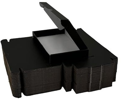 C6 A6 Postal Piping Boxes, Large & Small Letter Boxes, Cardboard Gift Boxes, Flat Pack - Size 16.3cm x 11.2cm x 2cm - Pack of 50 (Black)