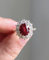 CWLPSL Niedlicher, zierlicher Damenring aus 14 Karat Gold mit Rubinen und Zirkonia, für Damen, Geschenke, Granatapfelschmuck, Jubiläumsring, Edelstein, Versprechen, Verlobung, Liebesring, Größe 6
