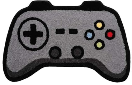 Game Controller Shaped Rugs,Machine Washable Area Rugs Carpet,Nonslip Gaming Floor Mats,Modern Soft Pile Rug Non Shedding,Cute Cartoon Game Floor Mats,Absorbent Rugs For Home Decoration (Black)