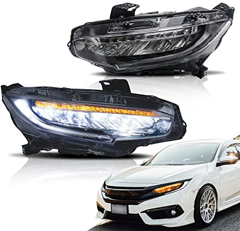 VLAND Scheinwerfer für Honda Civic 10th Hatchback Coupé seden 2016-2021, Kein E-Prüfzeichen, 1 Satz/Fahrer- und Beifahrerseite