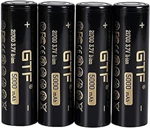 ZWDCVFGK Batería de Litio 21700, baterías domésticas de 3,7 V 5000 Mah, Linterna, Coche electrónico, batería de Cabeza Plana 4 Uds