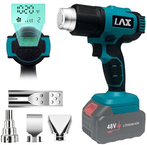 L1NXIXI Pistola termica a batteria per Makita 18 V, 50 – 550 °C, manuale con display LCD digitale, temperatura regolabile e controllo dell'aria con 4 ugelli in acciaio inox per fai da te, fai da te