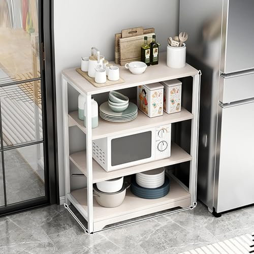 Küchen- und Mikrowellen-Regal mit mehrschichtigen Holzpaneelen für die Organisation von Badezimmer, Schrank, Garage und Bücherregal.
