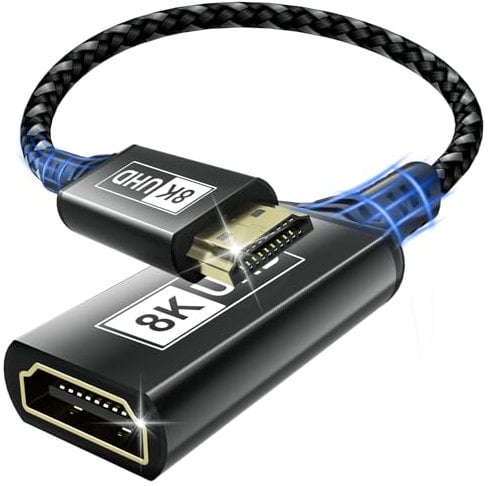 Cable extensión HDMI,0,2m 8K 60Hz,4K 120Hz/144Hz,cable de extensión HDMI 2.1 macho@hembra,48 Gbps,ultraalta velocidad,UHD eARC,HDCP 2.3,dinámico,HDR10+,compatible con TV Stick,HDTV,PS5 PS4(negro)