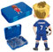 noki Personalisierte Fußball-Brotdose Mein Klub für Kinder – Mit Name, Trikotnummer & Vereinsfarben – Perfekt für Schule, Verein & WM-Fans – BPA-frei & mit Trennfächern, blau
