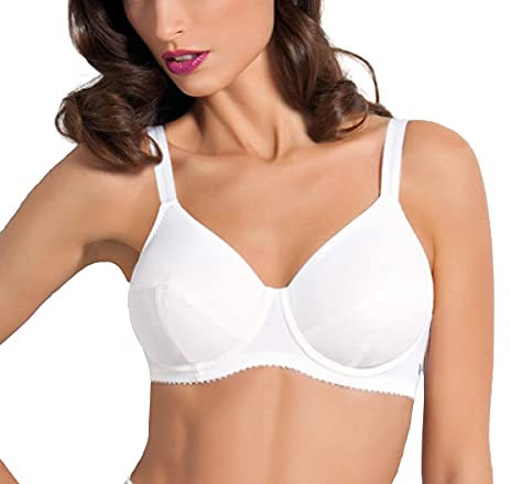 SIELEI, Reggiseno Francese con Ferretto, Realizzato in Microfibra Compatta e Contenitiva, Coppe Foderate in Cotone, Spalline Regolabili, Designed in Italy, Color Bianco, Taglia 4C