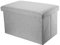 INTIRILIFE Faltbare Sitzbank 49x30x30cm in ALASKA GRAU - Sitzwürfel Stoff mit Stauraum und Deckel in Leinen Optik - Sitzcube Fußablage klappbare Aufbewahrungsbox Truhe Hocker