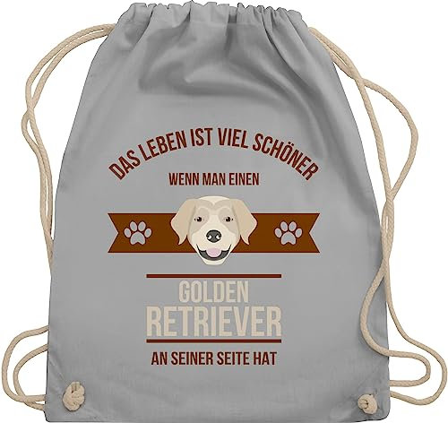 Turnbeutel Rucksack - Geschenk für Hundebesitzer - Das Leben ist viel schöner wenn man einen Golden Retriever an seiner Seite hat - Unisize - Hellgrau - sportbeutel haustierhoodie baumwolle hunde