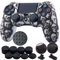 9CDeer 1 Morceau de Silicones Transfert d'eau Protecteur Manche Cas Couverture Peau Cover Skin 8 Poignées de Pouce Thumb Grip 2 étanche à la Poussière Bouchons pour Manette PS4/Slim/Pro Crâne Noir