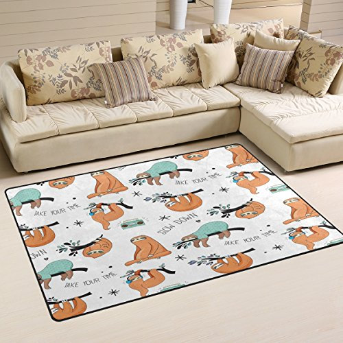 Use7 Lustiger Faultier-Teppich, Rutschfest, Fußmatte, für Wohnzimmer, Schlafzimmer, 50 x 80 cm