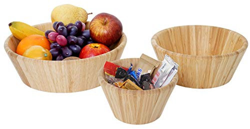Mendler 3er Set Schüssel HWC-B98, Obstschale Bambusschüssel Servierschüssel Servierschale Dekoschale, Bambus stapelbar