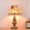 GDLight Europäischen Stil Tischlampe Vintage Tuch Quaste Schatten Nachttischlampe Traditionelle Schreibtischlampe mit Pfau Basis für Schlafzimmer Wohnzimmer, 55 cm hoch,A