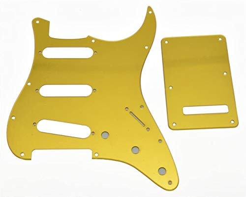 Dopro 11 Loch Strat SSS Pickguard ST Back Plate Trem Cover für USA/Mexican FD Strat Gold Mirror